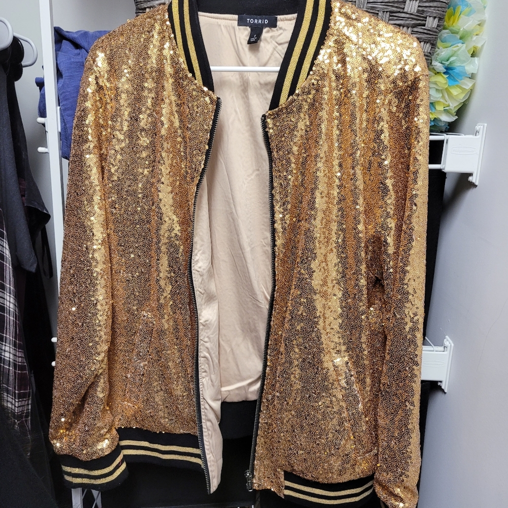 Torrid Gold Sequin Jacket 1X